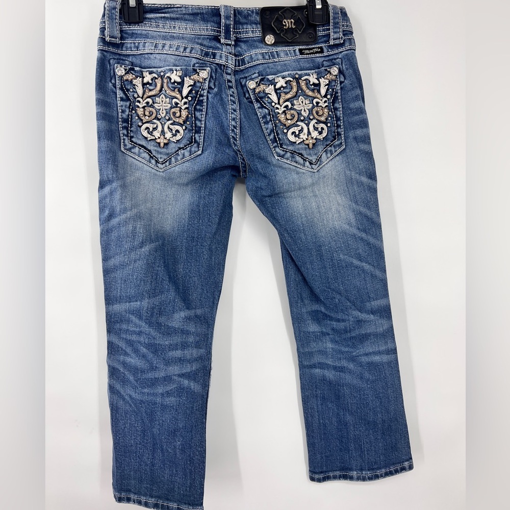 Miss Me Cuffed Capri Jeans Rhinestone Pockets Low Rise *